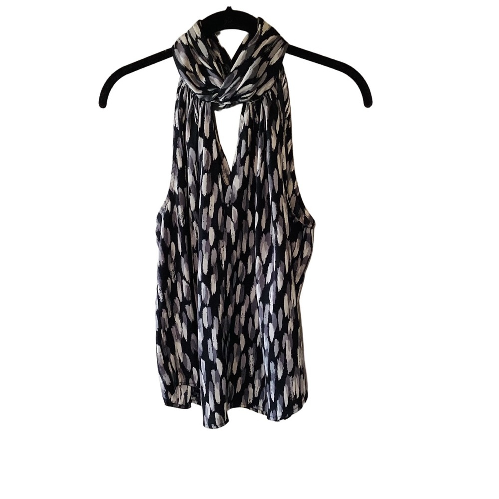 Banana Republic Factory Petite Gray Abstract Print Halter Top Size SP